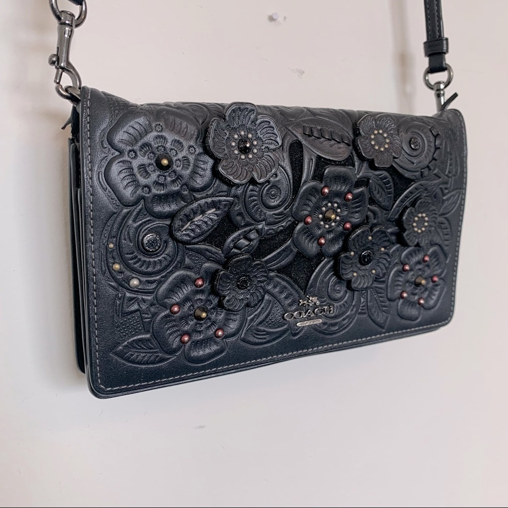 Coach Foldover Crossbody Clutch with Tea Roses